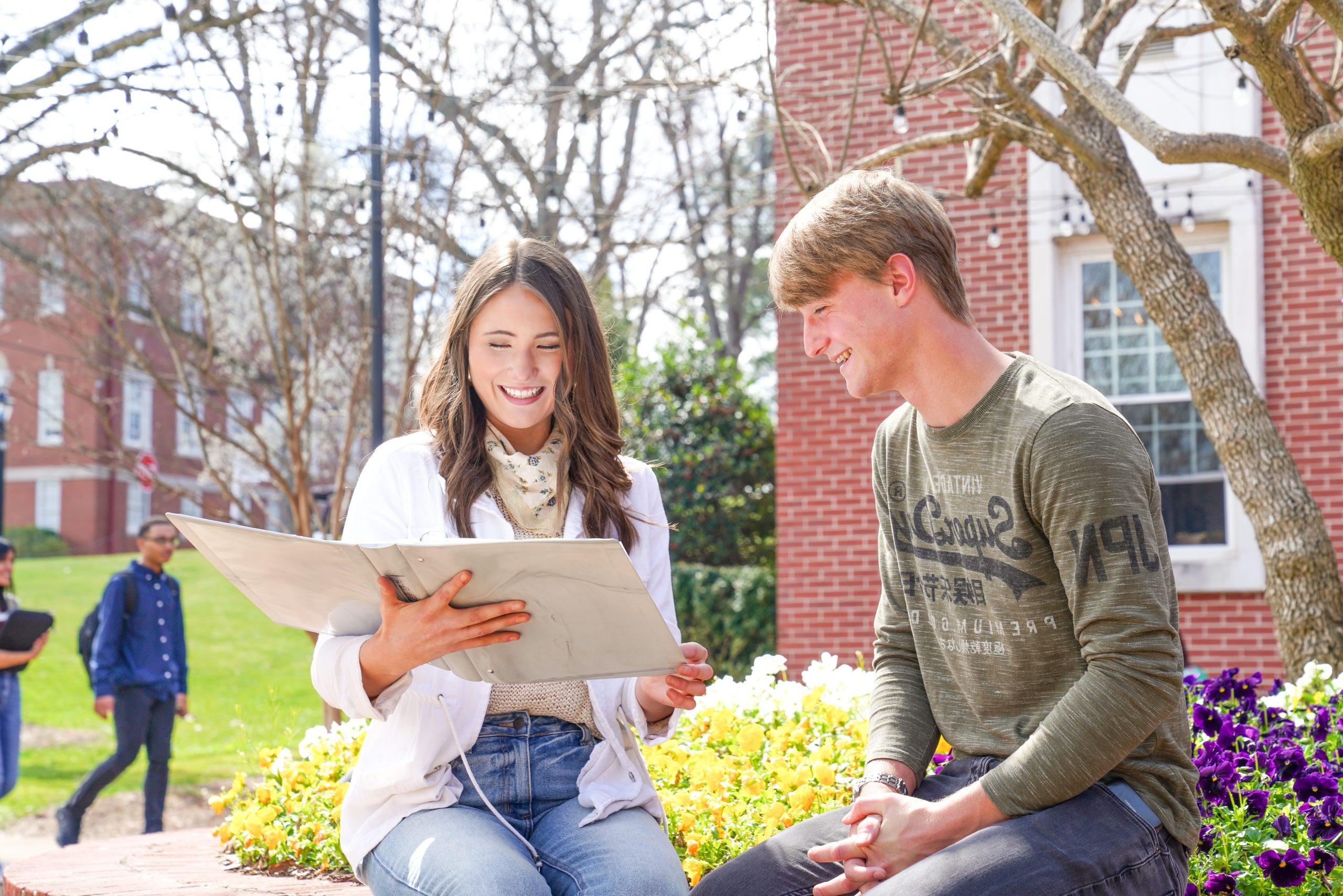 University of Montevallo students chat on the quad during a sunny day.